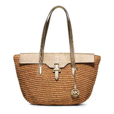 michael kors woven straw bag|Michael Kors straw tote bag.